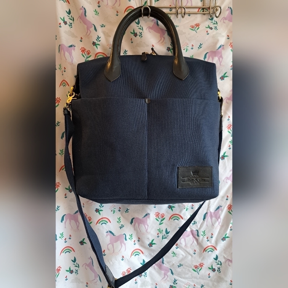 NWOT Made In Eden Navy Blue Cotton Quiet Luxury Crossbody Purse Tote Bag